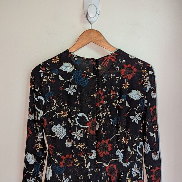 REVOLVE / A.L.C. Dark Floral Cynthia Silk Flowy High-Low Mini Dress Size 4 - Picture 9 of 14